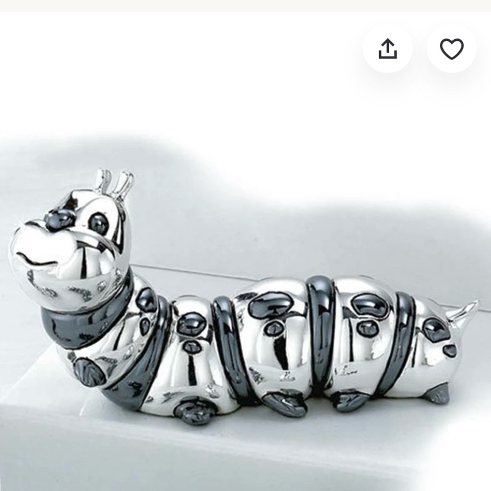 PRINCIPI  Silver Polished Italian Caterpillar Accent Sculpture